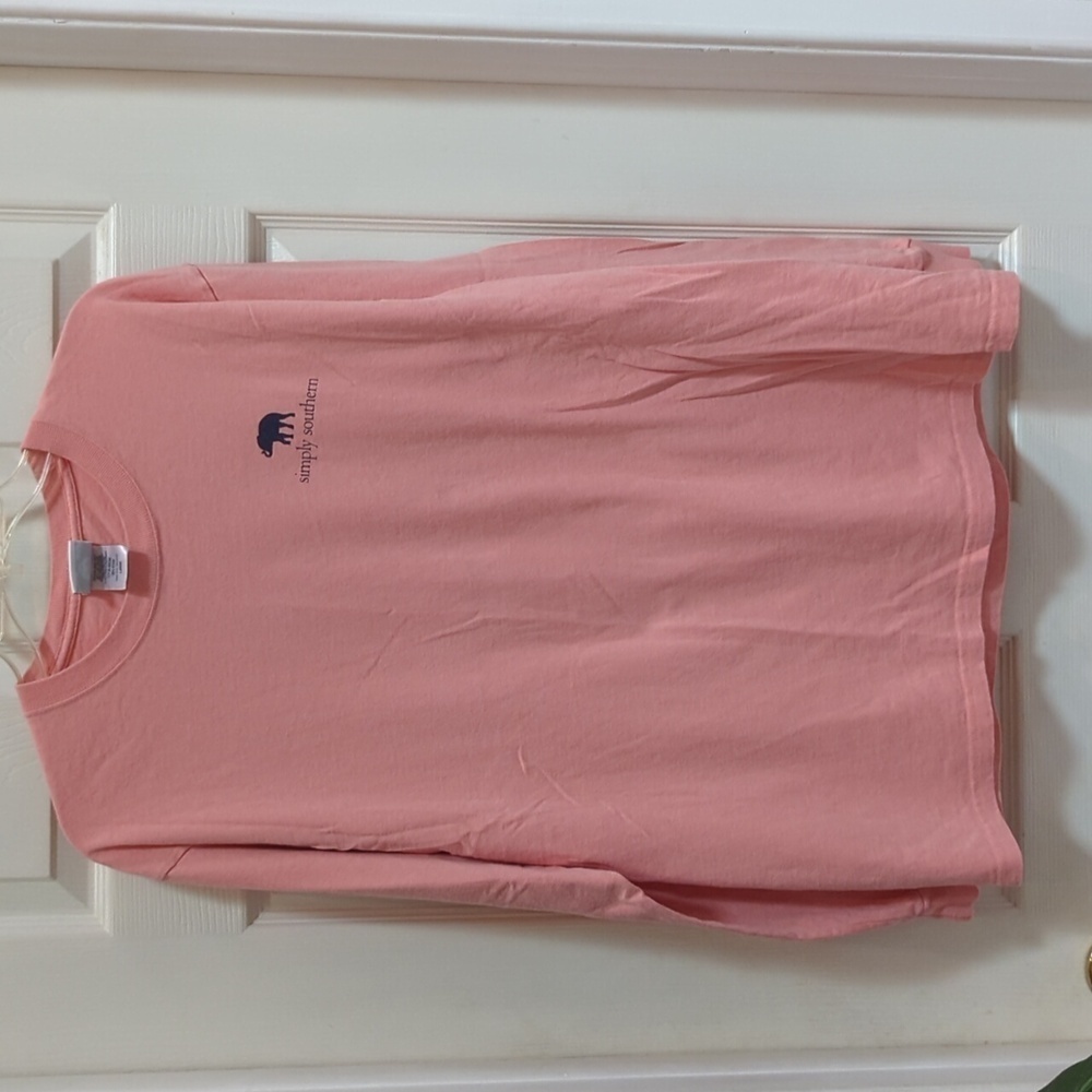 Simply Southern Men's Pink Long Sleeve Double Graphic Tee Size Large